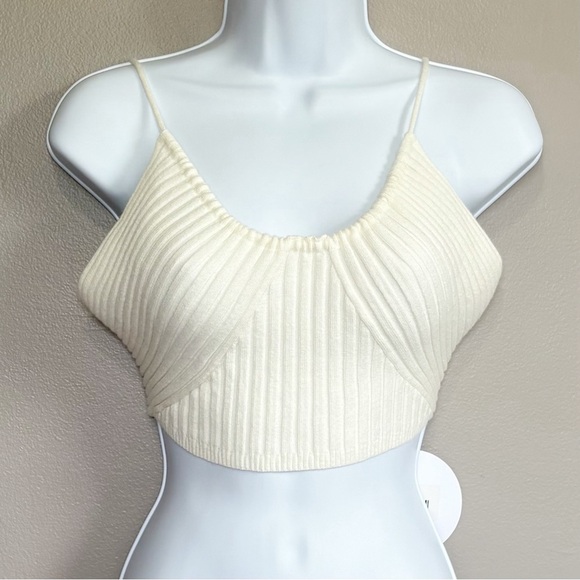 NWT PRINCESS POLLY Camisole Cropped Open Back Cream Womens Small Medium - Picture 1 of 7